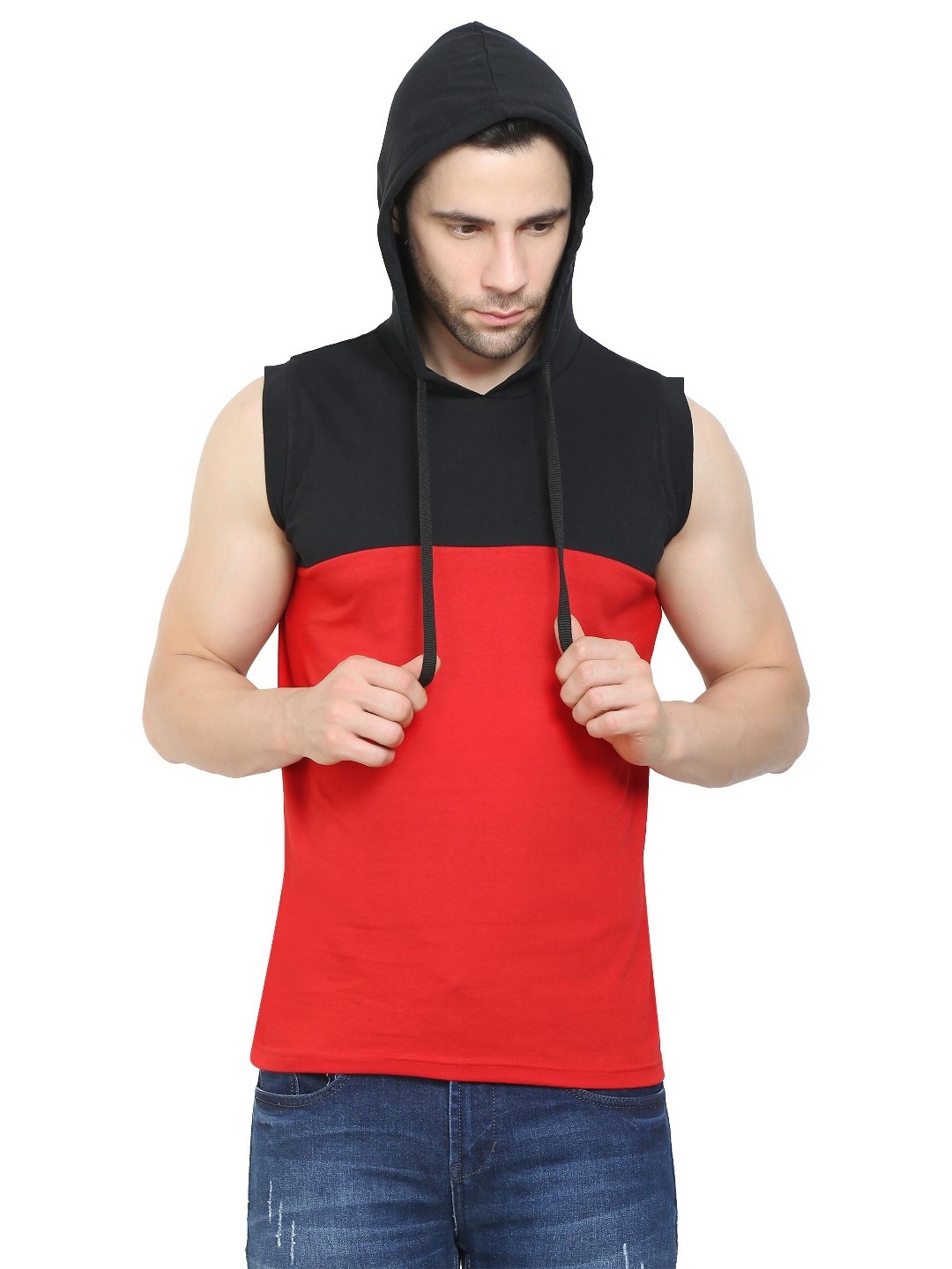 

CHRISTONE Men Hooded Pockets T-shirt, Red