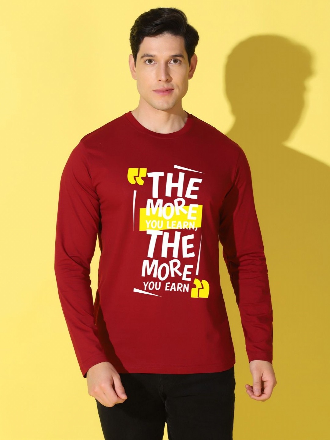 

WOOSTRO Men Typography Printed Slim Fit T-shirt, Maroon