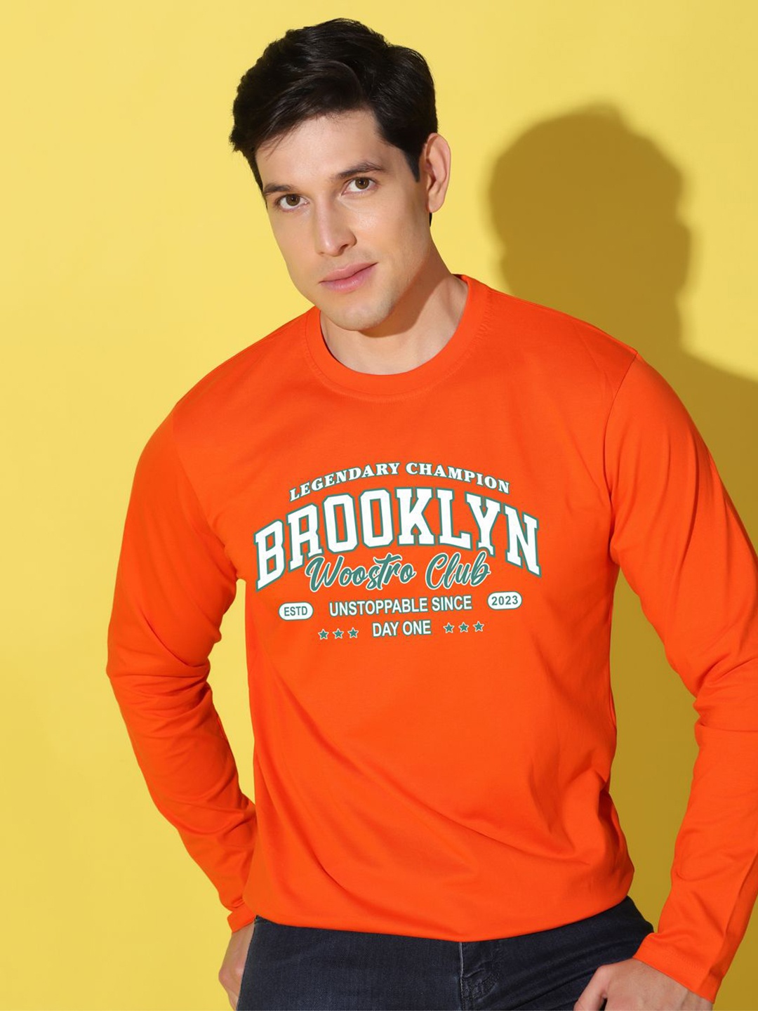 

WOOSTRO Men Typography Printed Slim Fit T-shirt, Orange