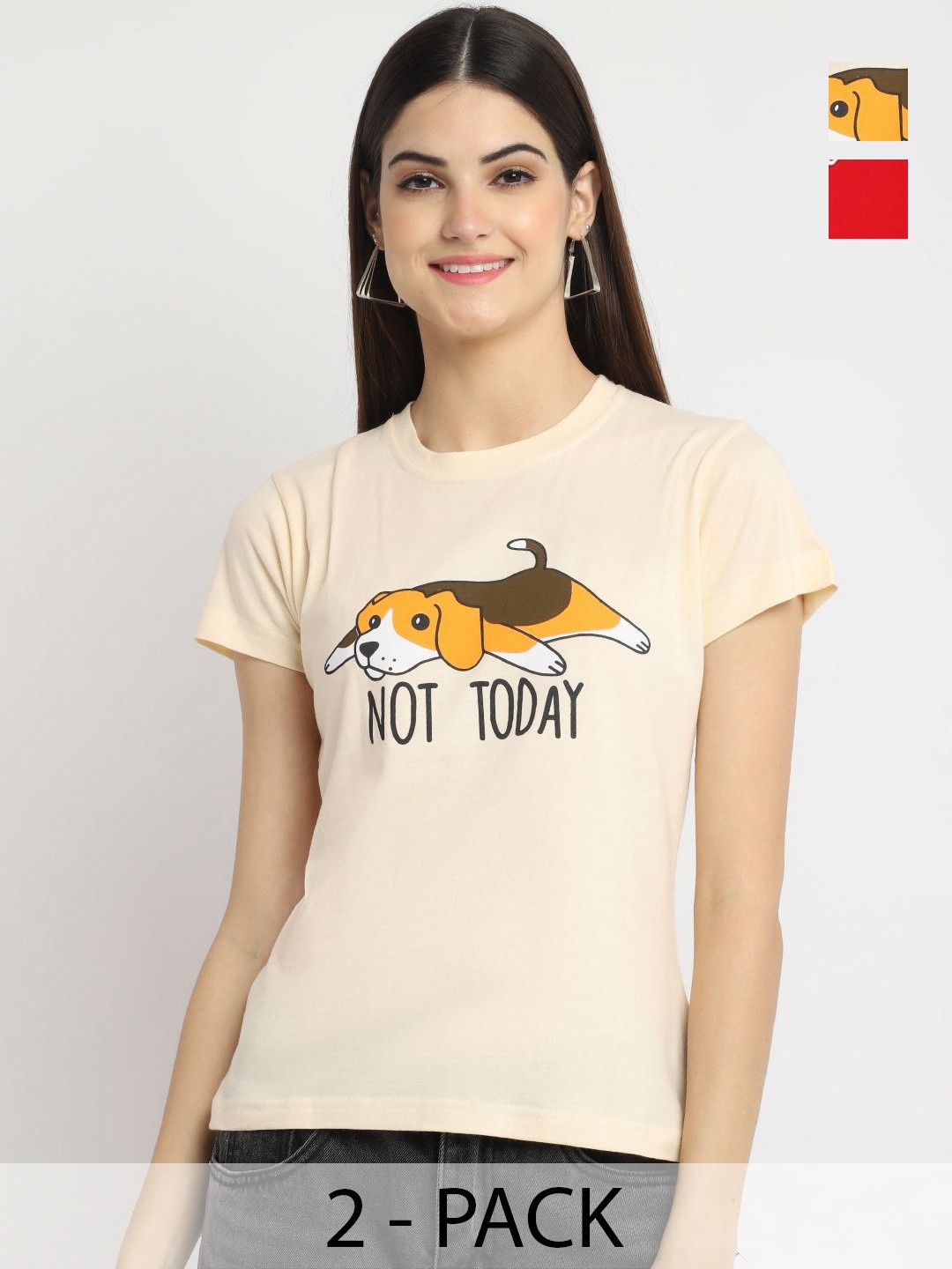 

Dreambe Women Typography Printed T-shirt, Multi