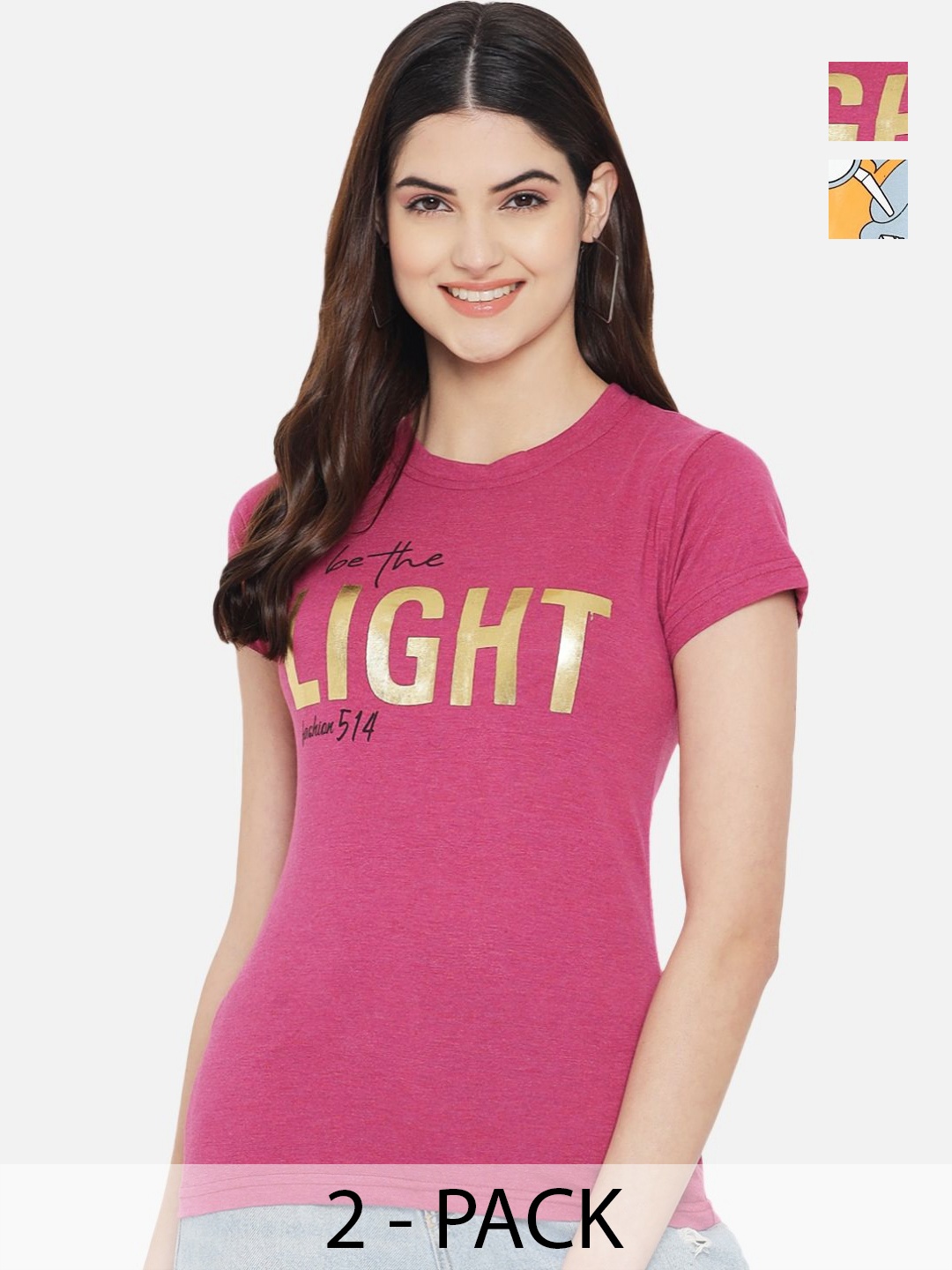 

Dreambe Women Typography Printed T-shirt, Multi