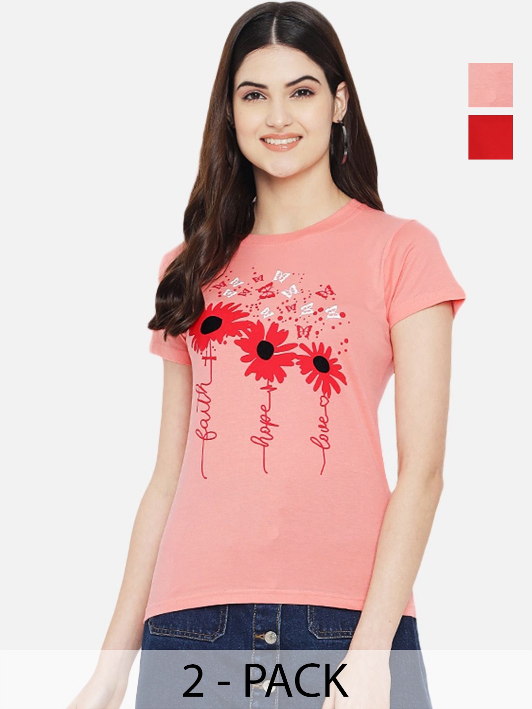 

Dreambe Women Typography Printed T-shirt, Multi