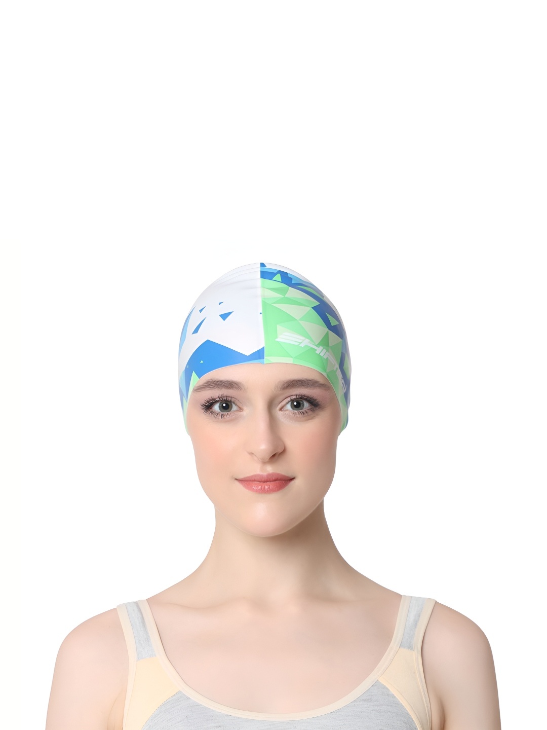 

SHIFTER Geomtric Printed Silicone Swimming Cap, White