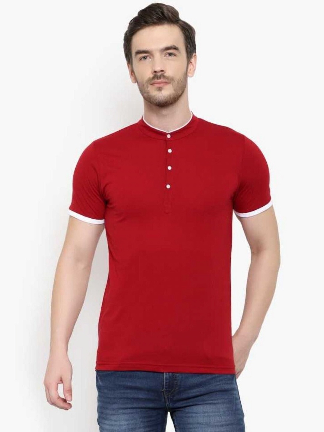 

Unicus Apparel Men Henley Neck Pockets T-shirt, Maroon