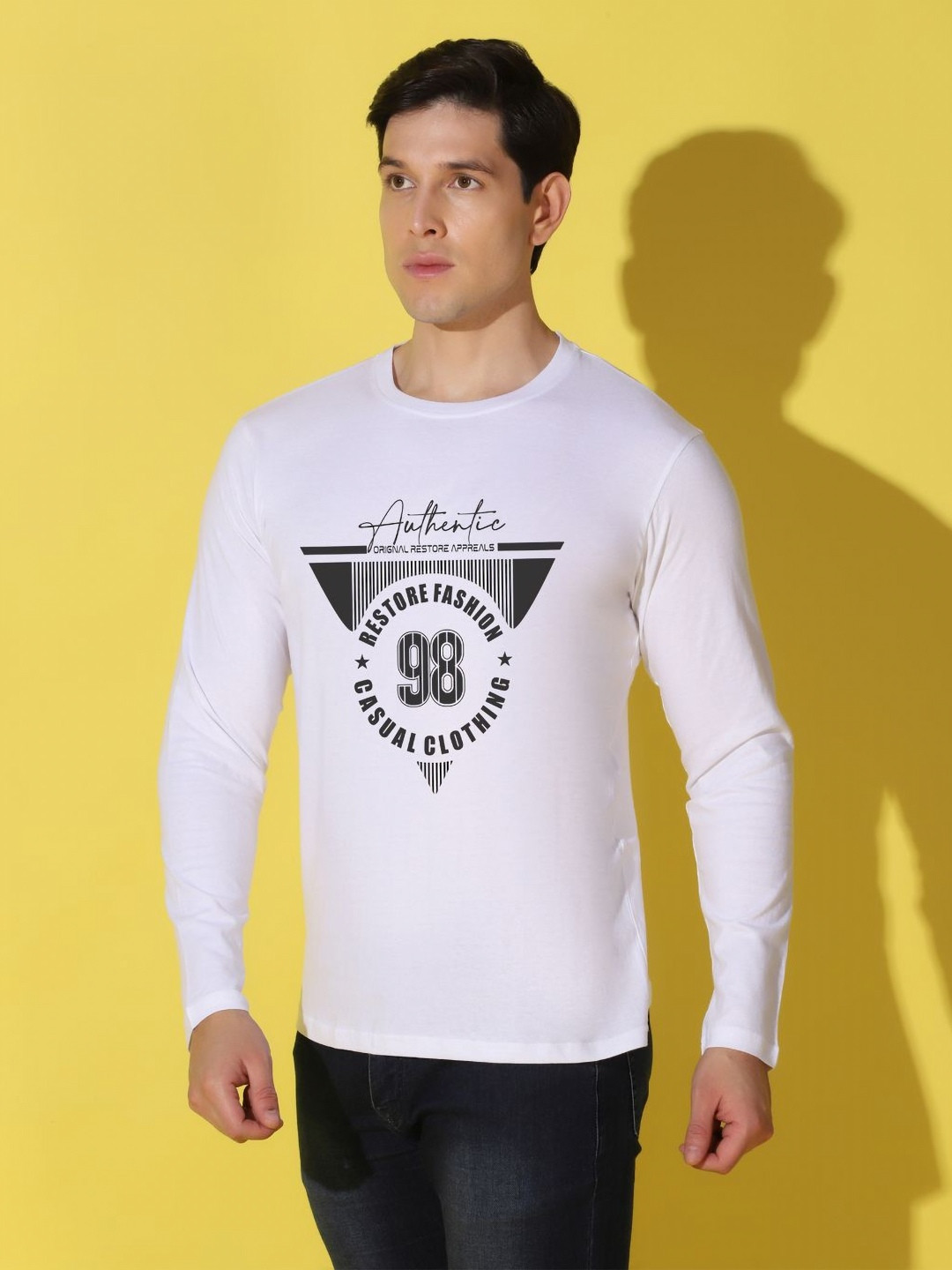 

WOOSTRO Men Typography Printed Slim Fit T-shirt, White