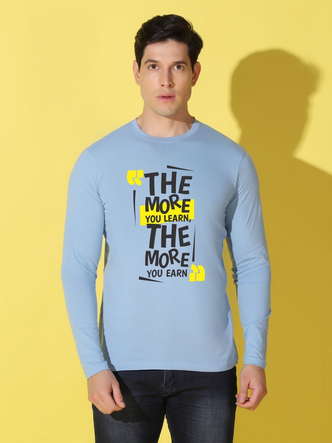 

WOOSTRO Men Typography Printed Slim Fit T-shirt, Blue