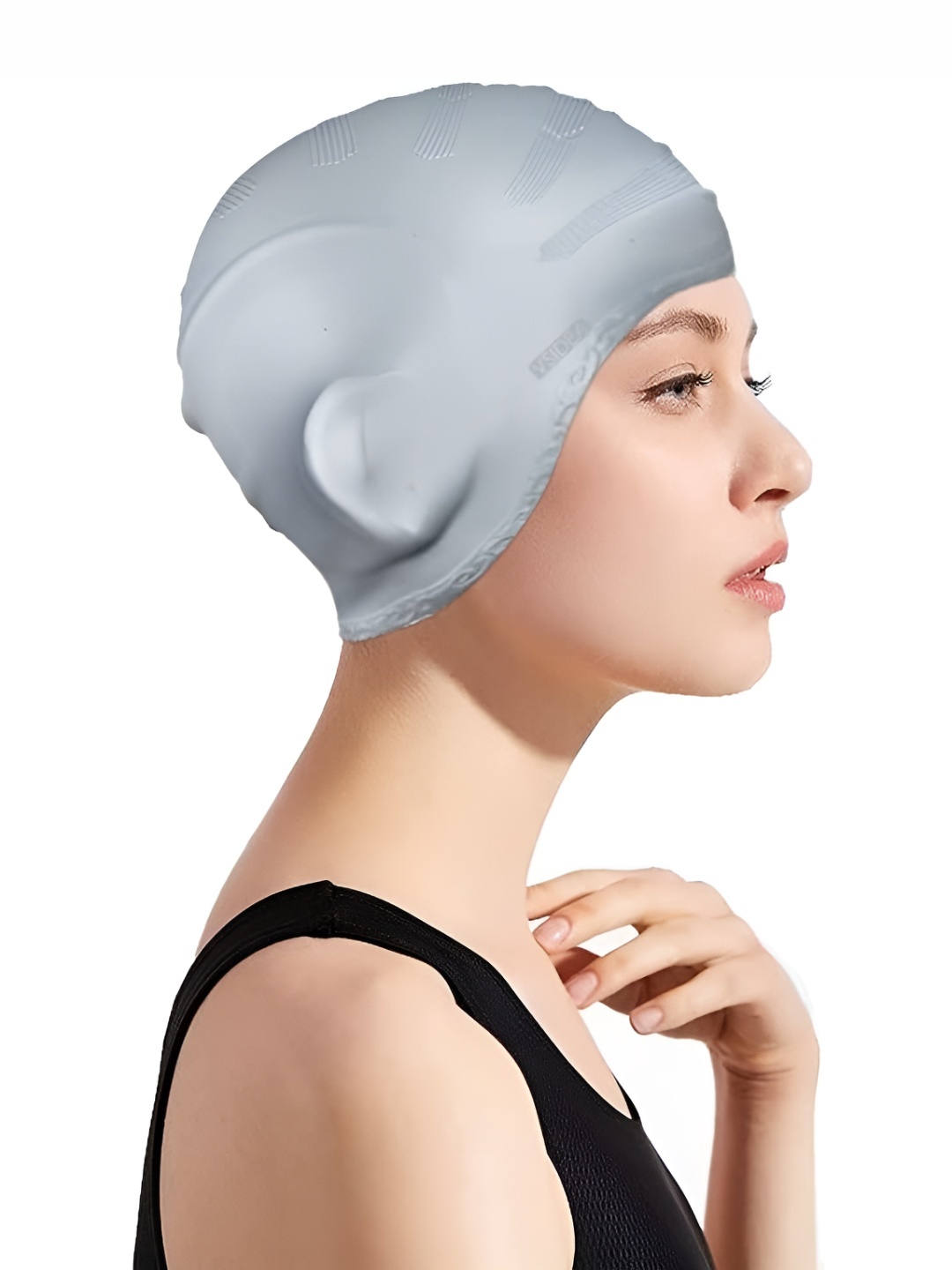 

SHIFTER Silicone Stretchable Swimming Cap, Silver