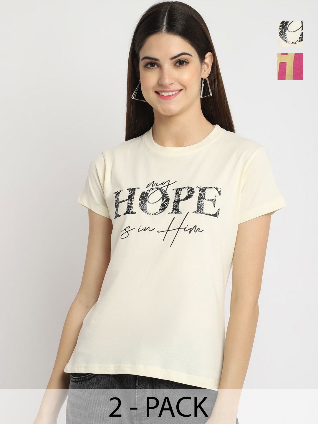 

Dreambe Women Typography Printed T-shirt, Multi