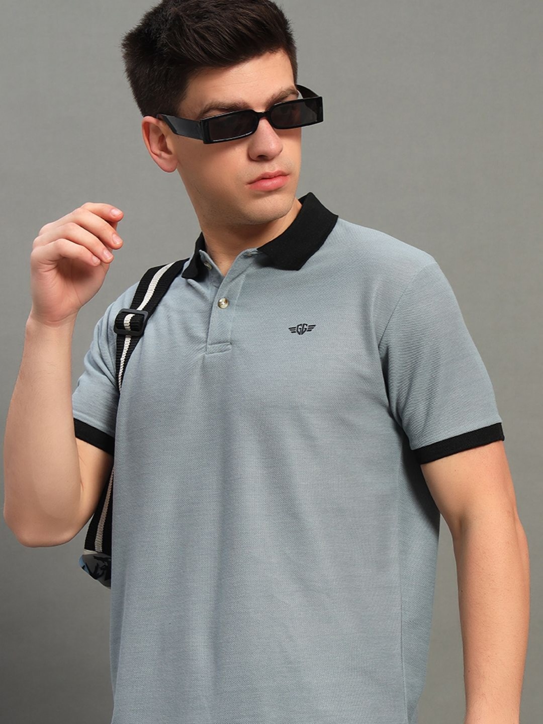 

GET GOLF Men Polo Collar T-shirt, Grey