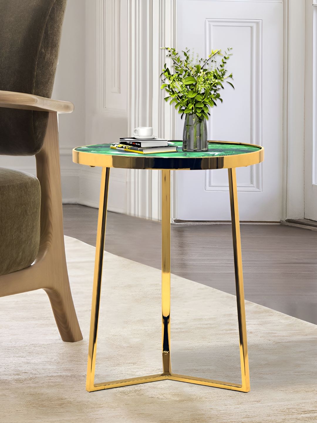 

Metalsmith Green & Yellow Round Shaped Coffee Table
