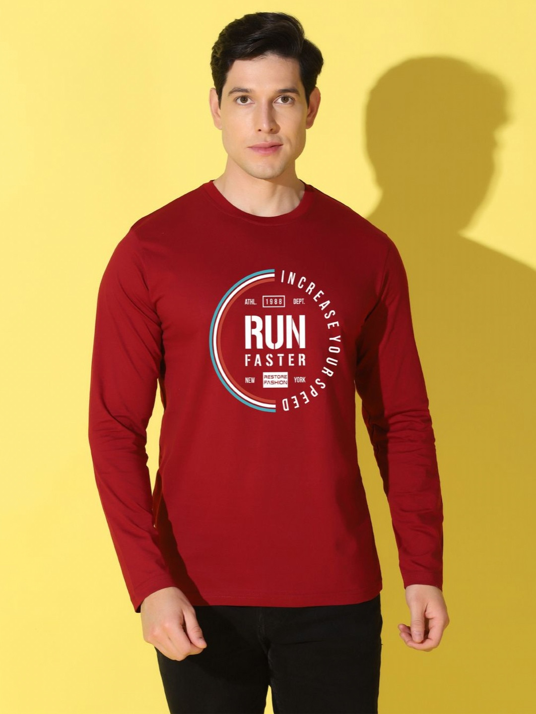 

WOOSTRO Men Typography Printed Slim Fit T-shirt, Maroon