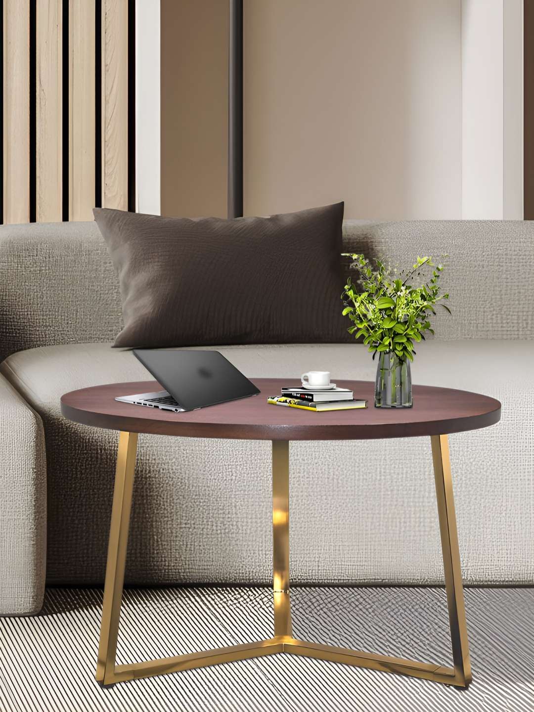 

Metalsmith Brown & Yellow Round Shaped Coffee Table