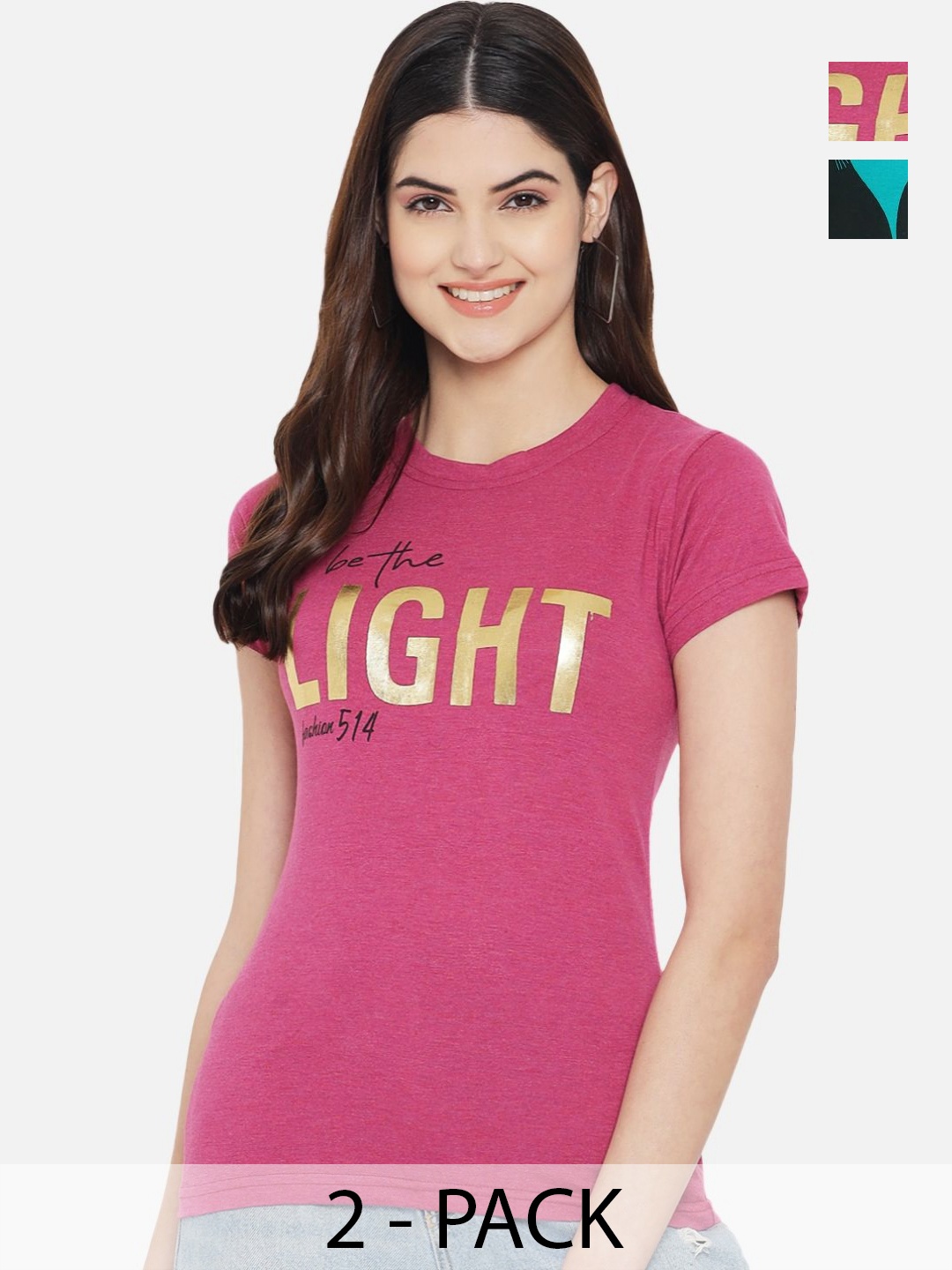

Dreambe Women Typography Printed T-shirt, Multi