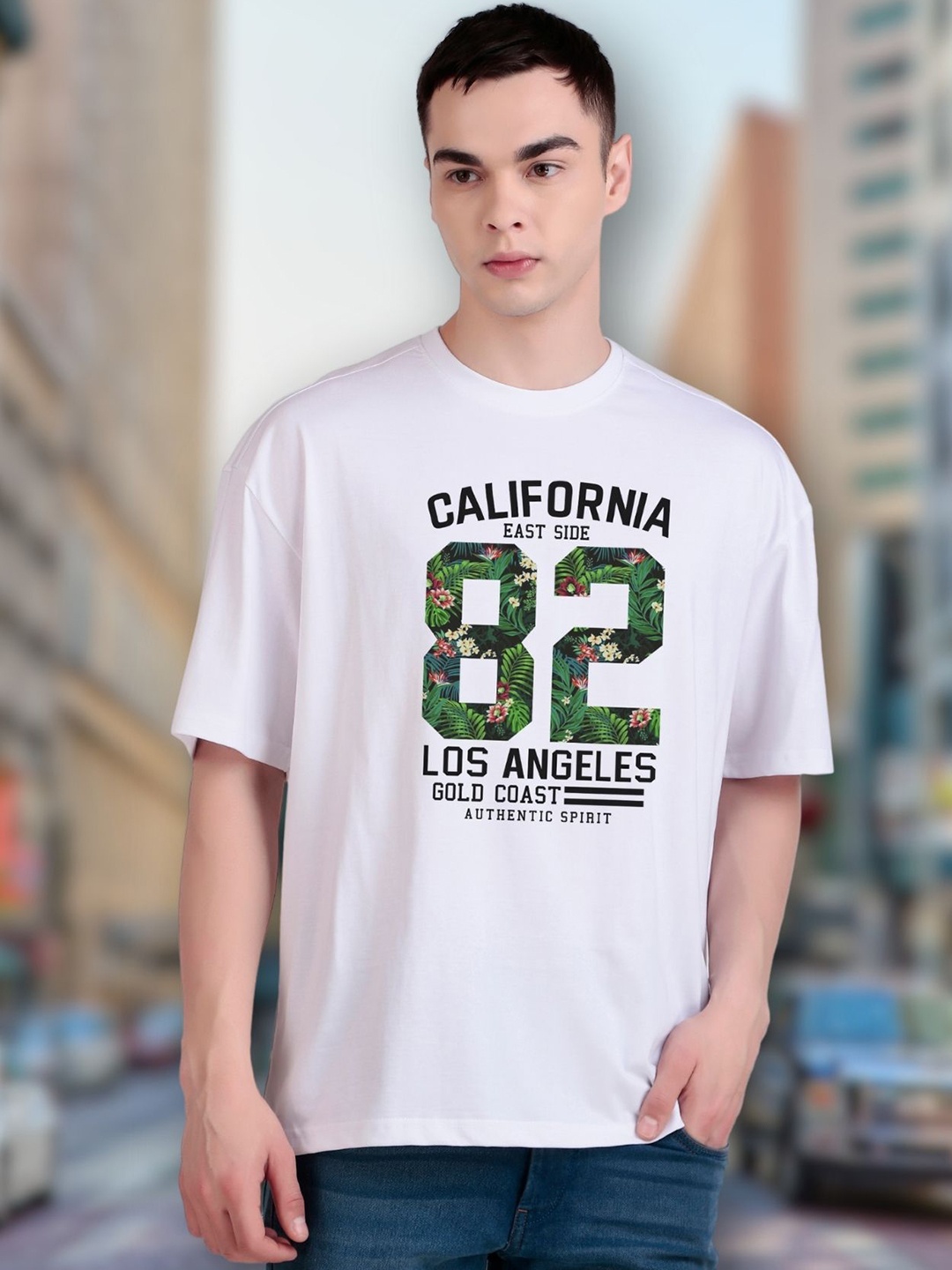 

FLYIND VOGUE OUTFIT Men Printed Bio Finish Applique T-shirt, White