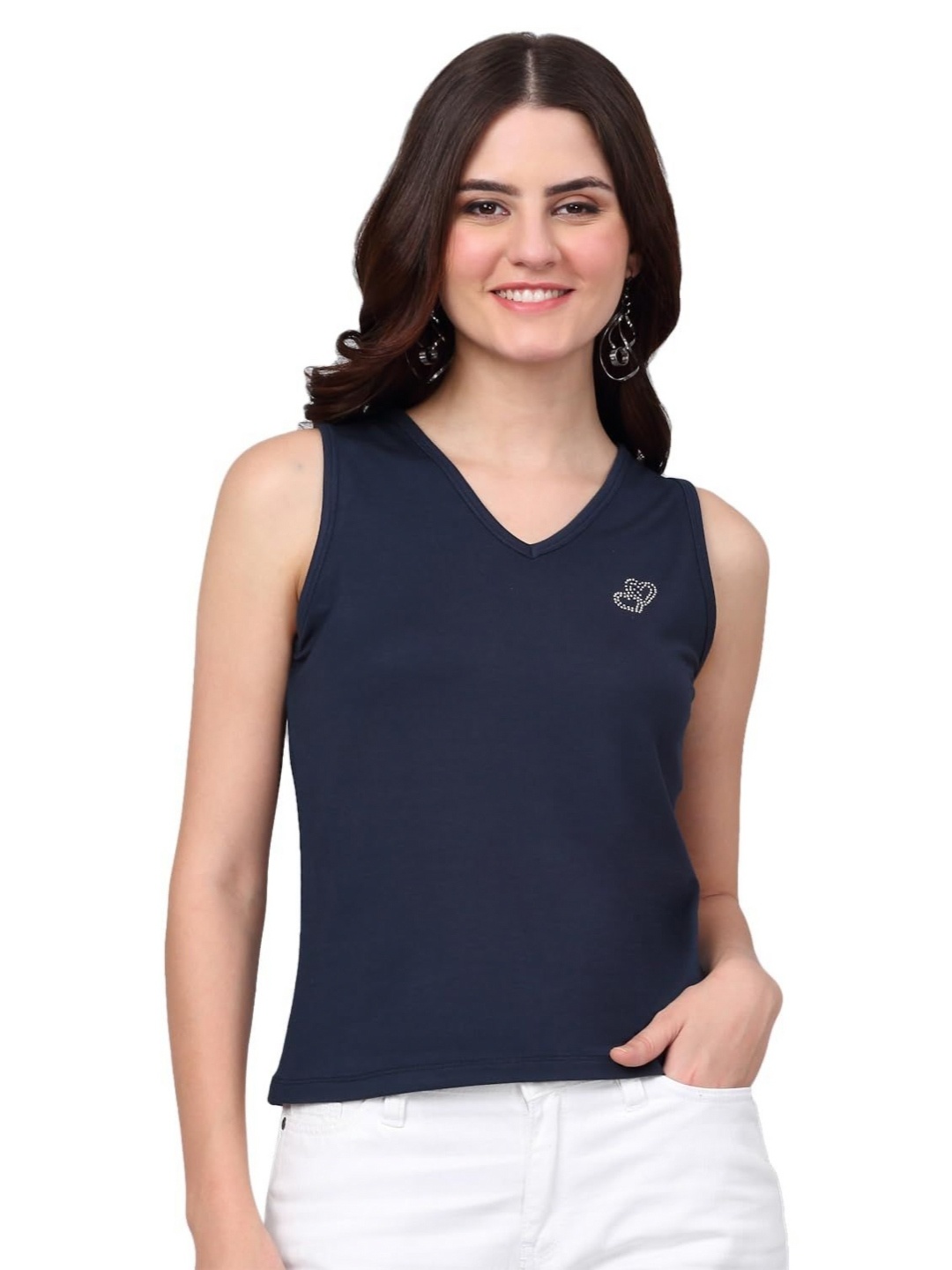 

SZN Women V-Neck T-shirt, Navy blue