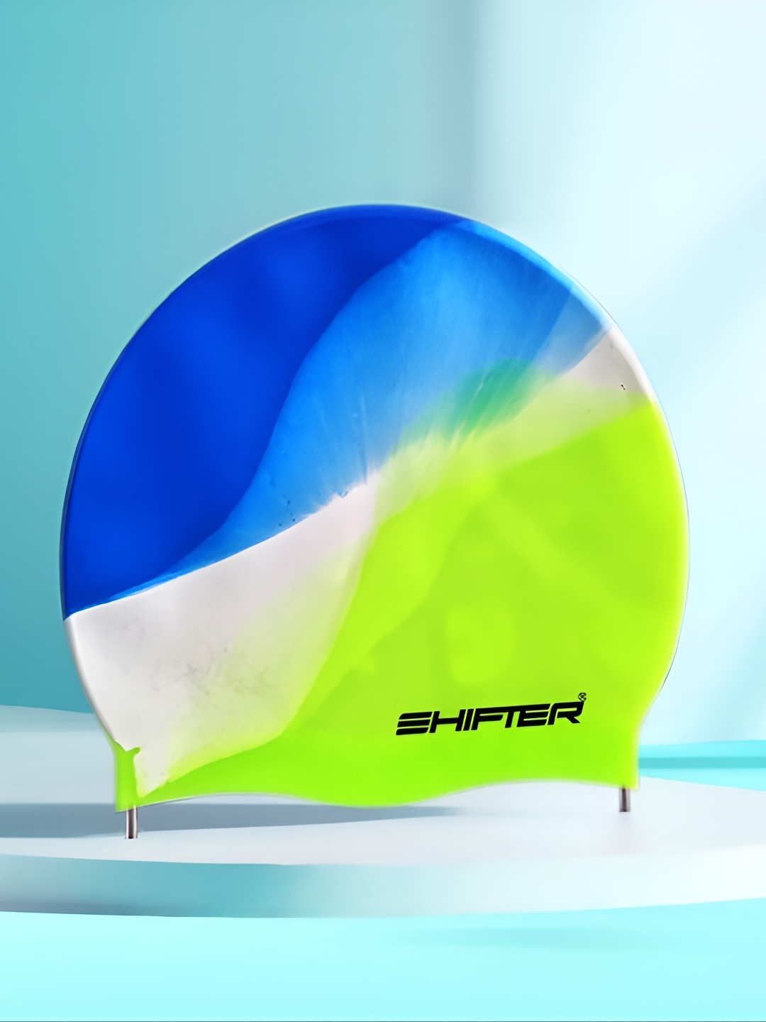

SHIFTER Printed Silicone Stretchable Swimming Cap, Green