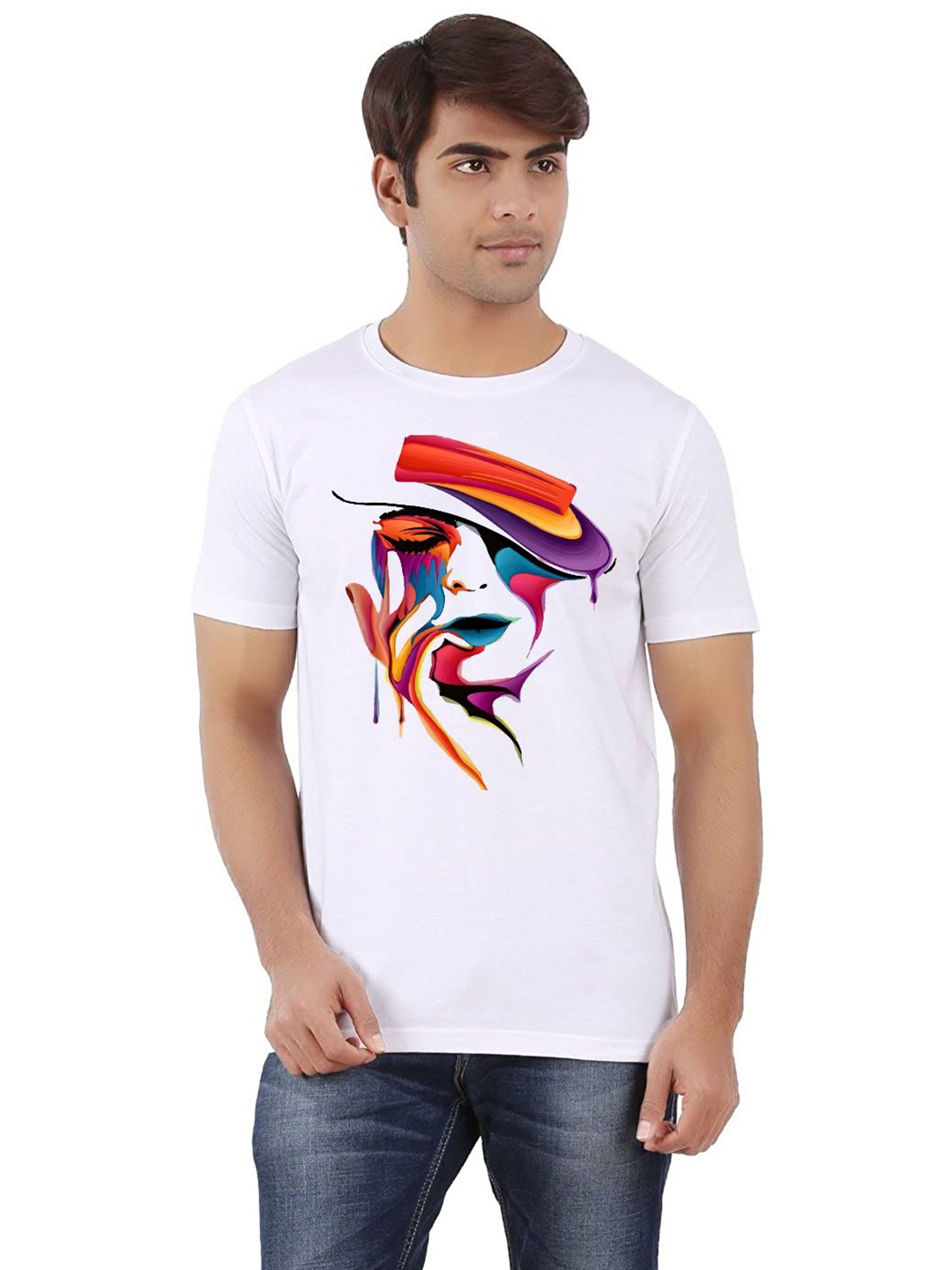 

Unicus Apparel Men Printed Applique T-shirt, White