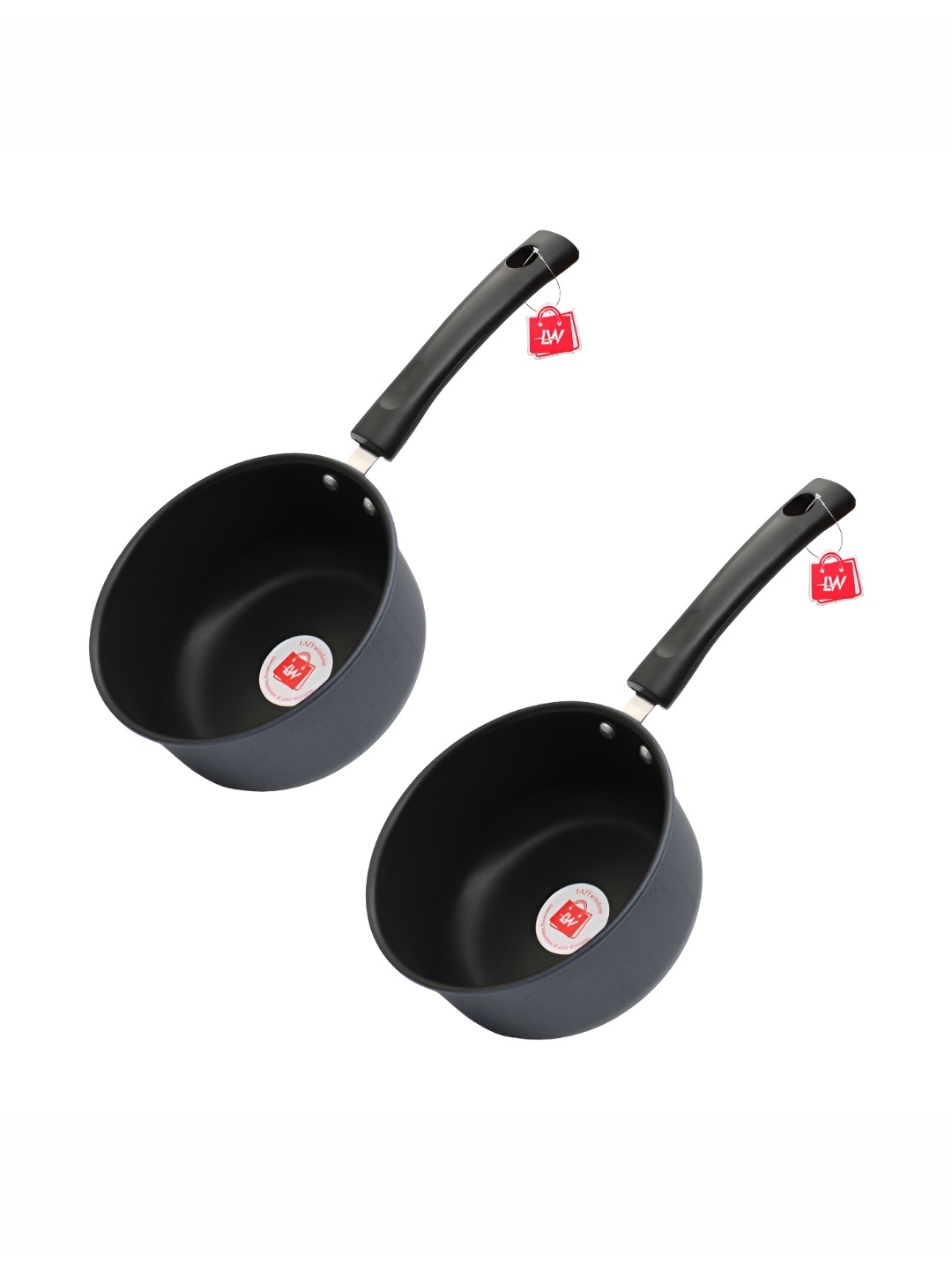 

LAZYwindow Grey and Black 2 Pieces Non-Stick Sauce Pan 1.5 L