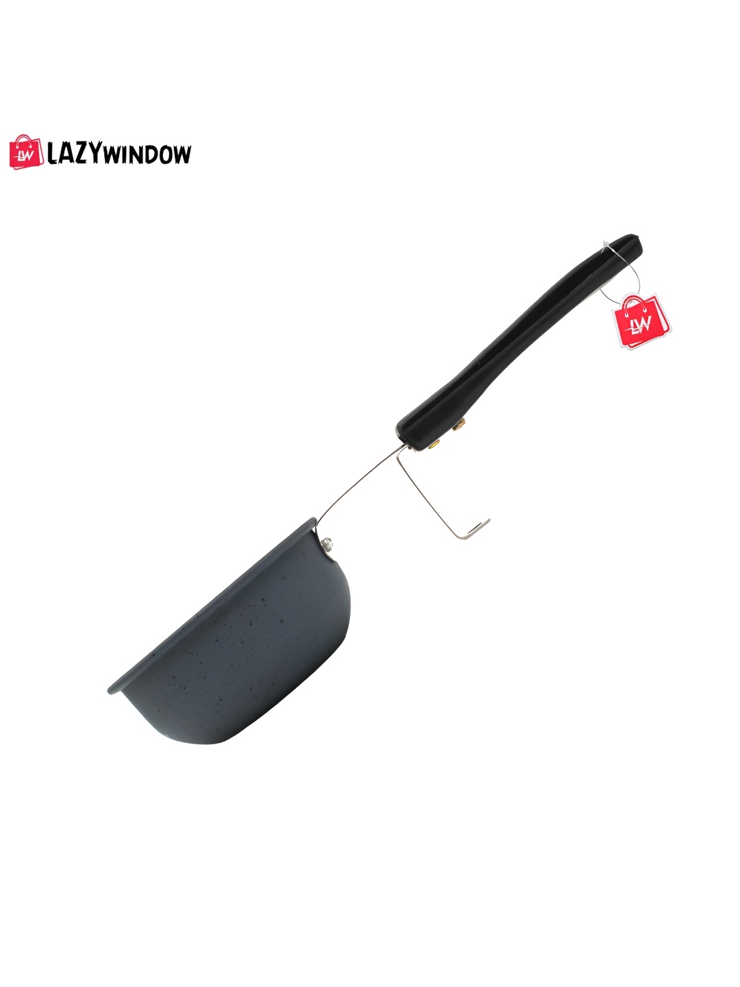 

LAZYwindow Black and Silver-Toned Dishwasher Safe Nonstick Tadka Pan