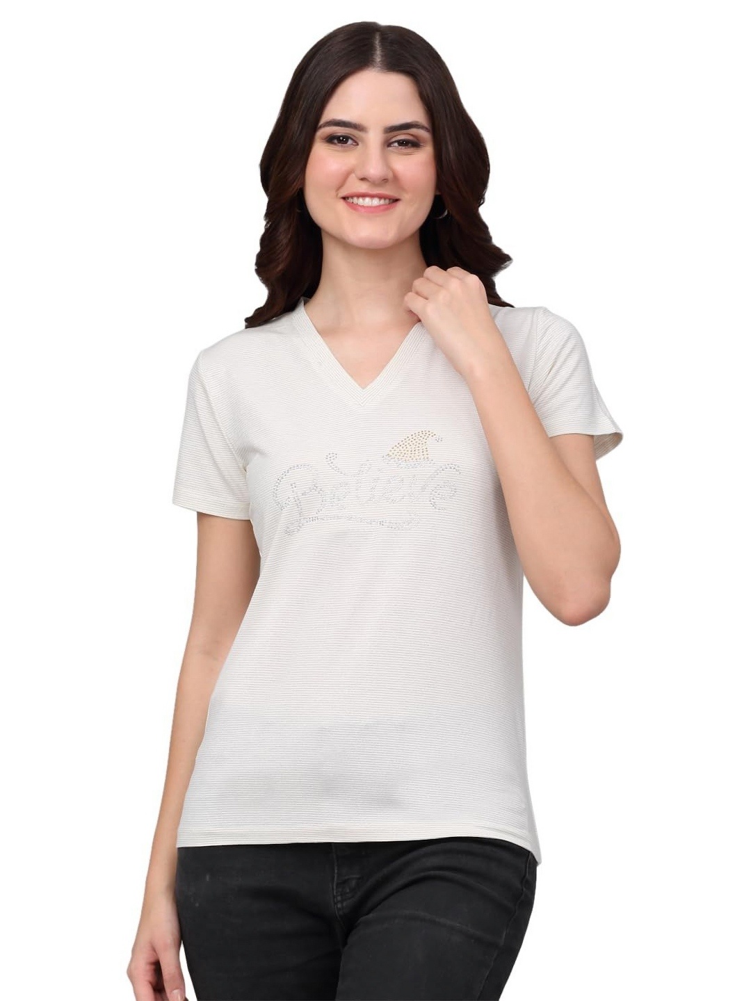 

SZN Women V-Neck T-shirt, Cream