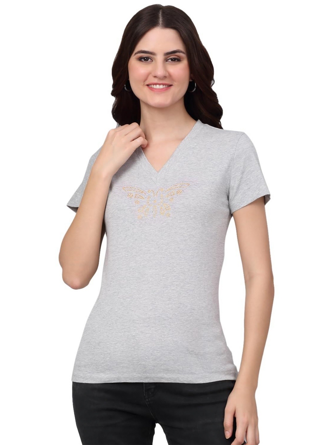 

SZN Women V-Neck T-shirt, Grey