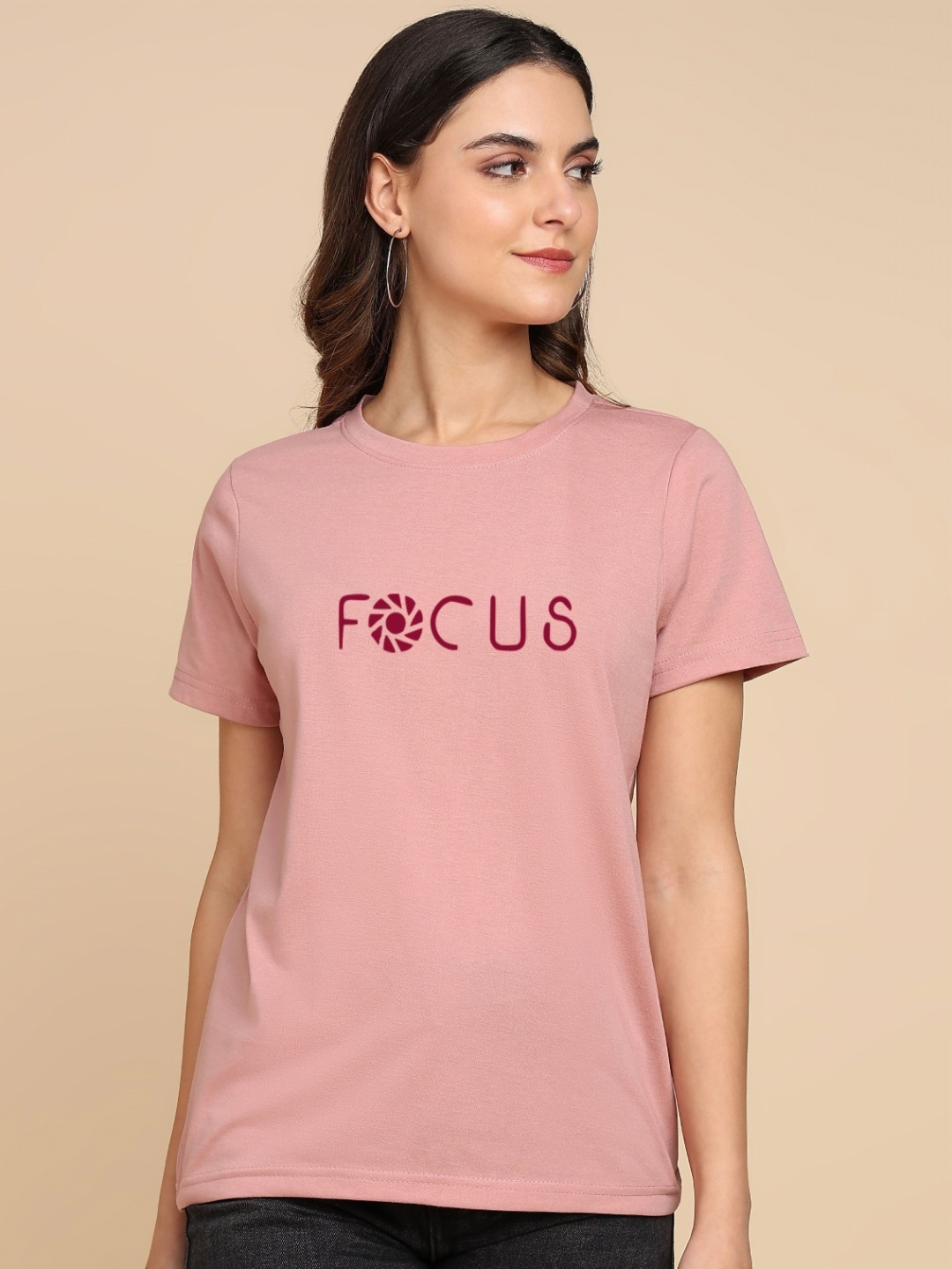 

Adyavastram Women Pockets T-shirt, Peach