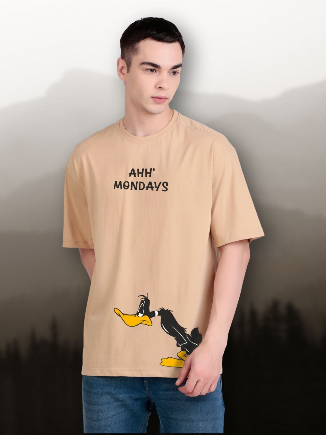 

FLYIND VOGUE OUTFIT Men Printed Bio Finish Applique T-shirt, Beige