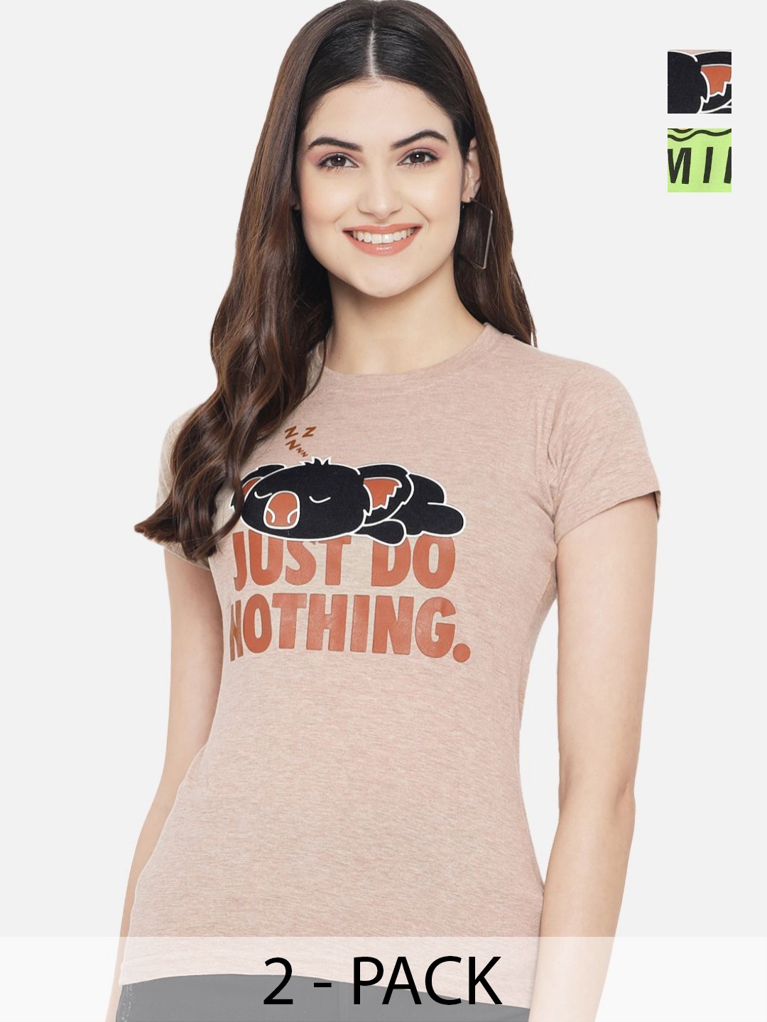 

Dreambe Women Typography Printed T-shirt, Multi