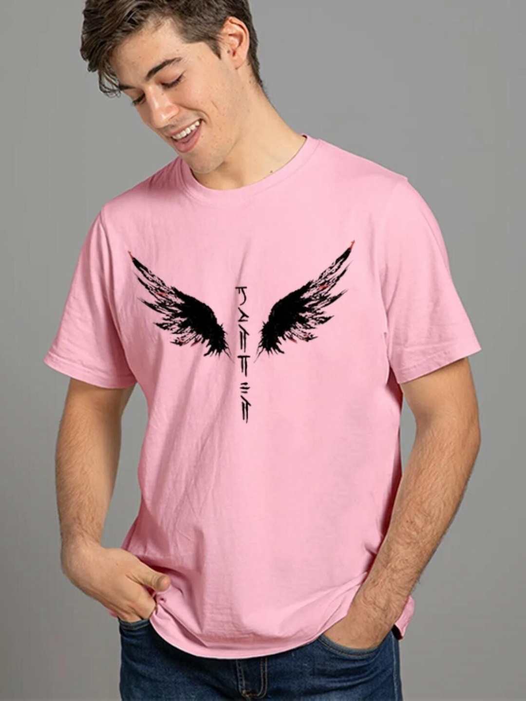

Unicus Apparel Men Extended Sleeves Raw Edge T-shirt, Pink