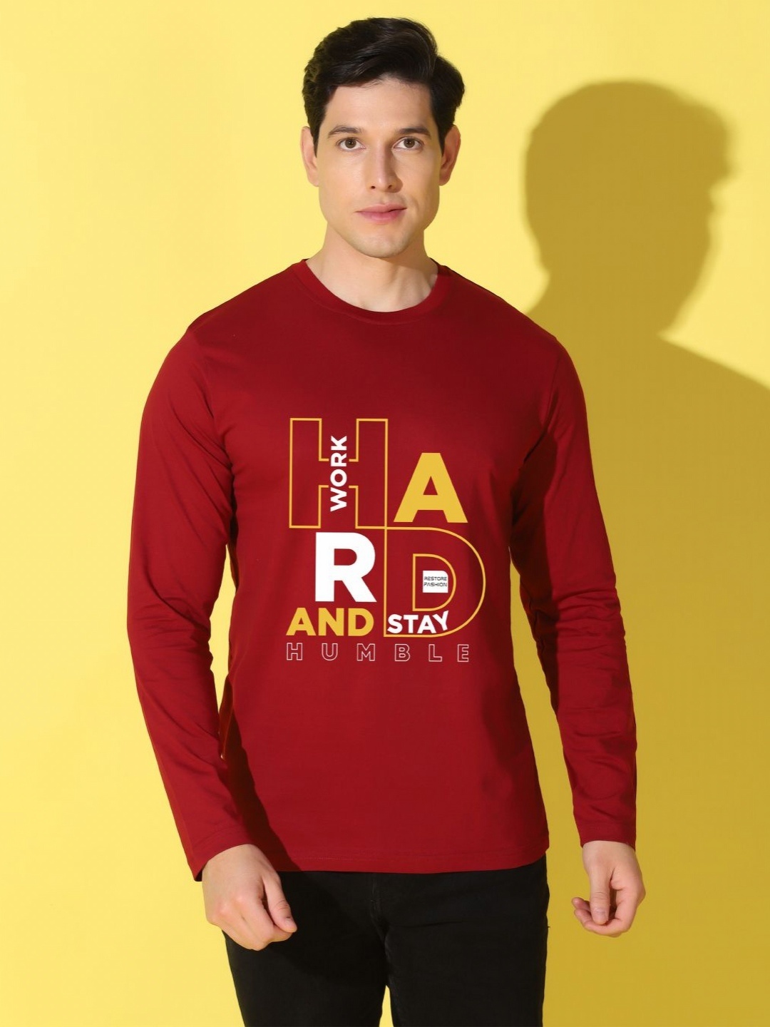 

WOOSTRO Men Typography Printed Slim Fit T-shirt, Maroon
