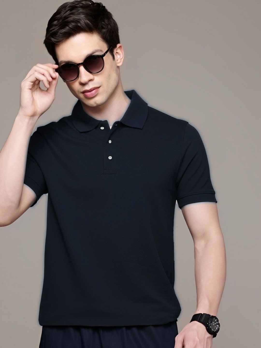 

Kushi Flyer Men Polo Collar Pockets T-shirt, Blue