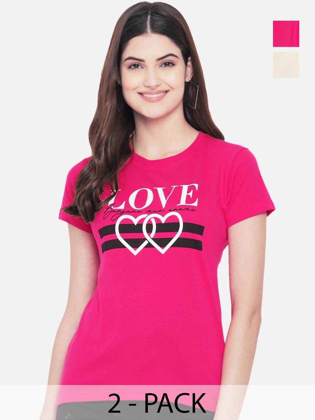 

Dreambe Women Typography Printed T-shirt, Multi