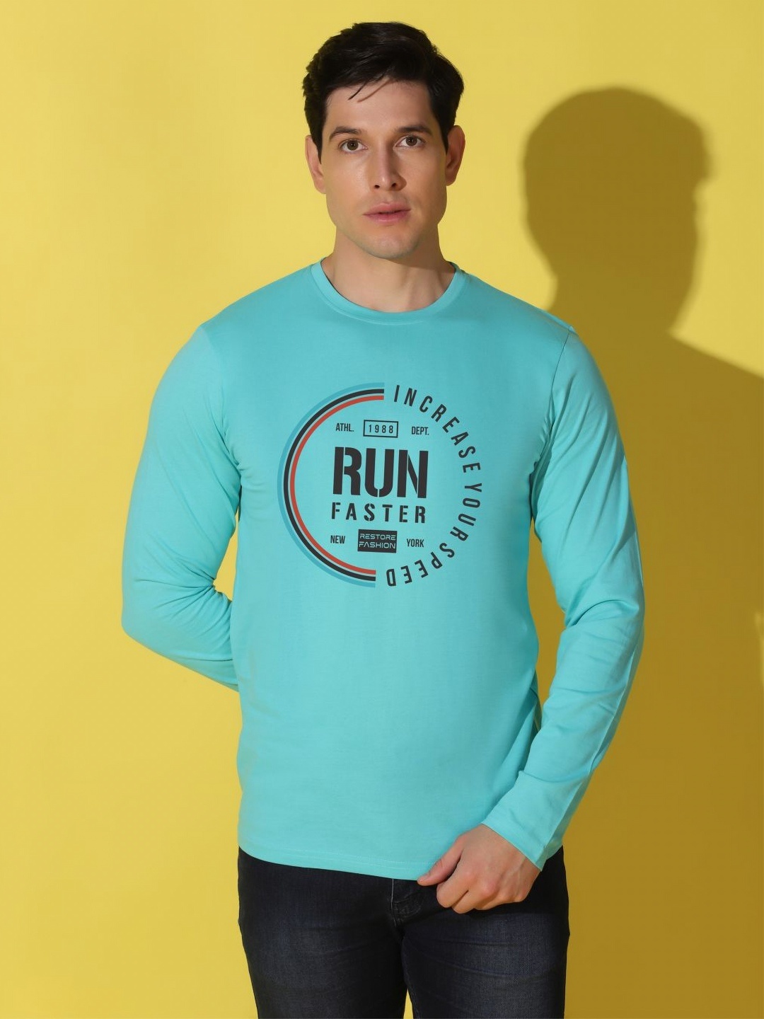 

WOOSTRO Men Typography Printed Slim Fit T-shirt, Sea green