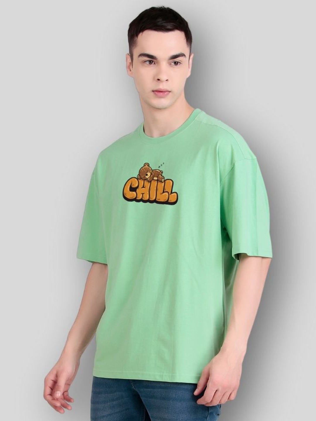 

FLYIND VOGUE OUTFIT Men Printed Bio Finish Applique T-shirt, Sea green