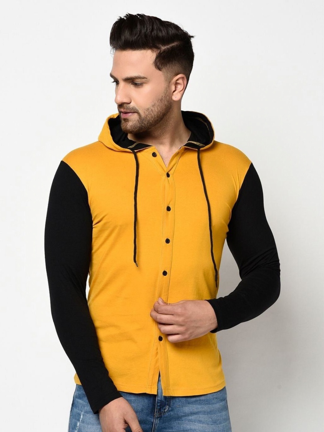 

Unicus Apparel Men Hooded Pockets T-shirt, Yellow