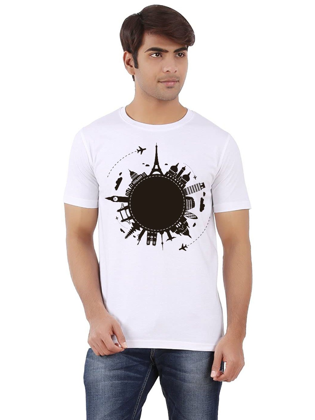 

Unicus Apparel Men Printed Raw Edge T-shirt, White