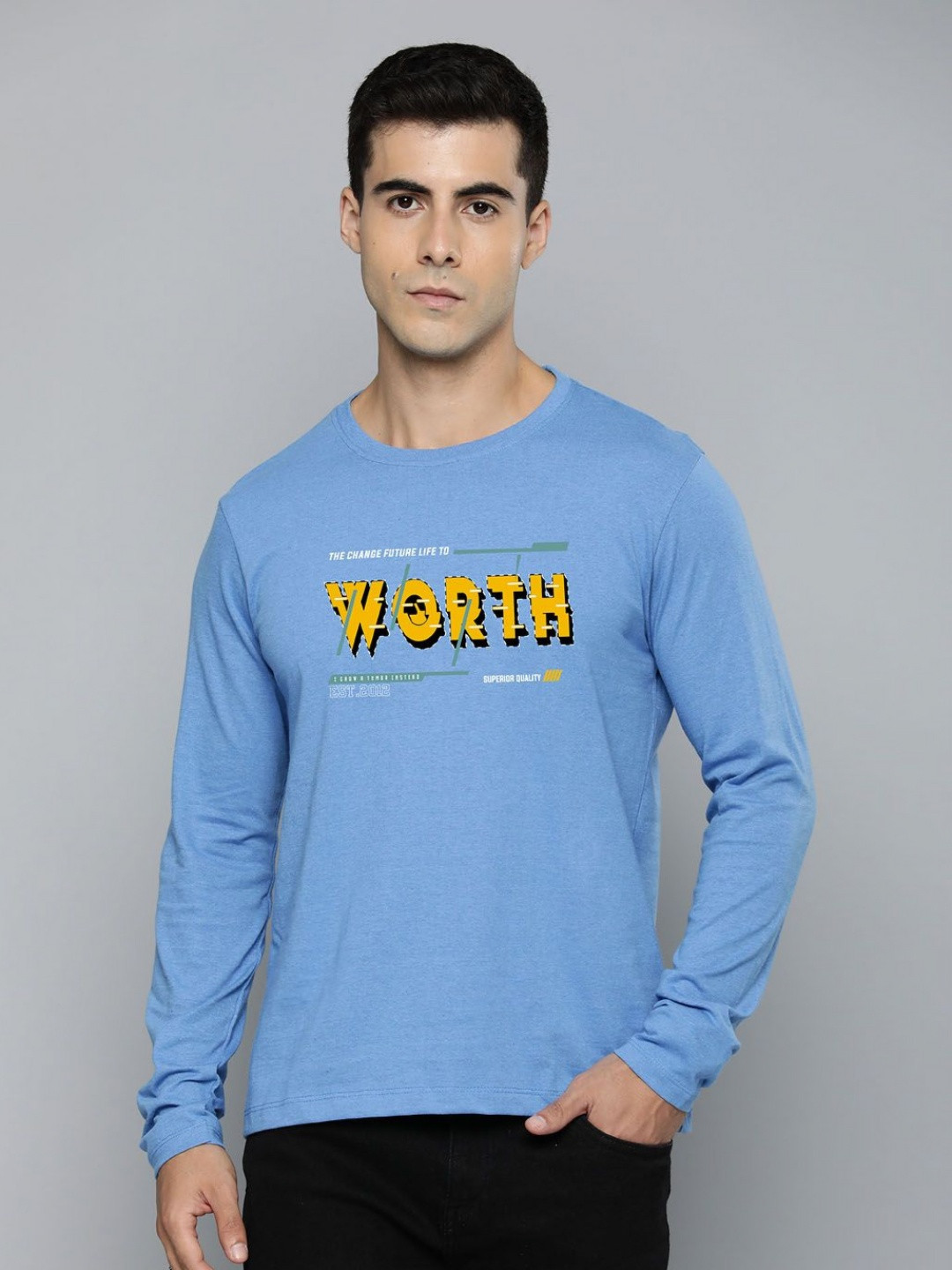 

R.Code by The Roadster Life Co. Men Printed Applique T-shirt, Blue