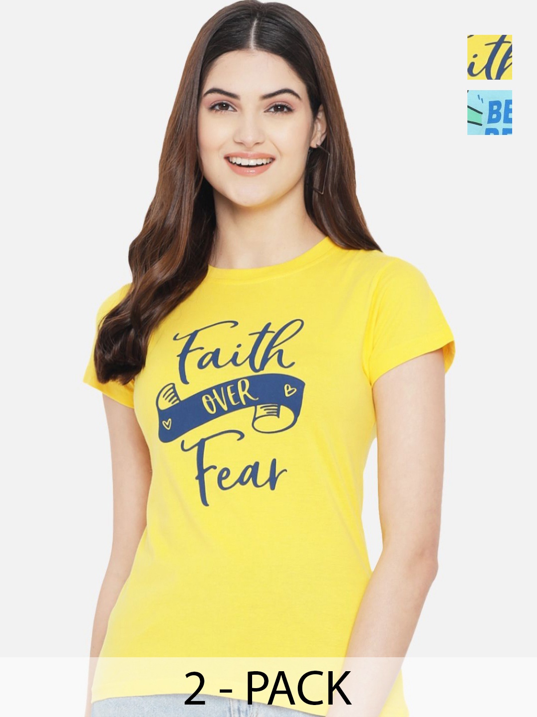 

Dreambe Women Typography Printed T-shirt, Multi