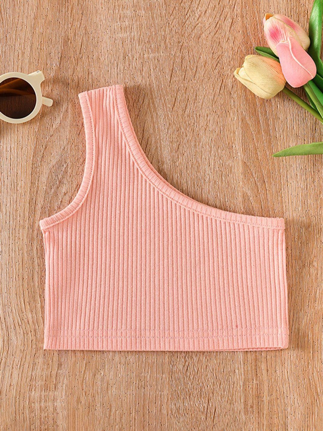 

YK Girls Striped V-Neck Pockets T-shirt, Pink