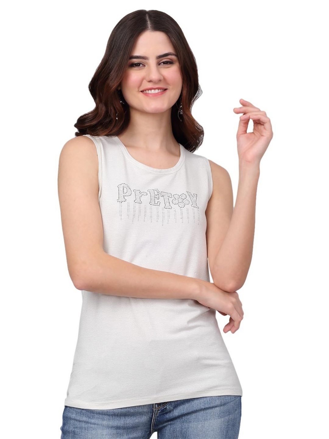 

SZN Women Typography Printed V-Neck T-shirt, Cream