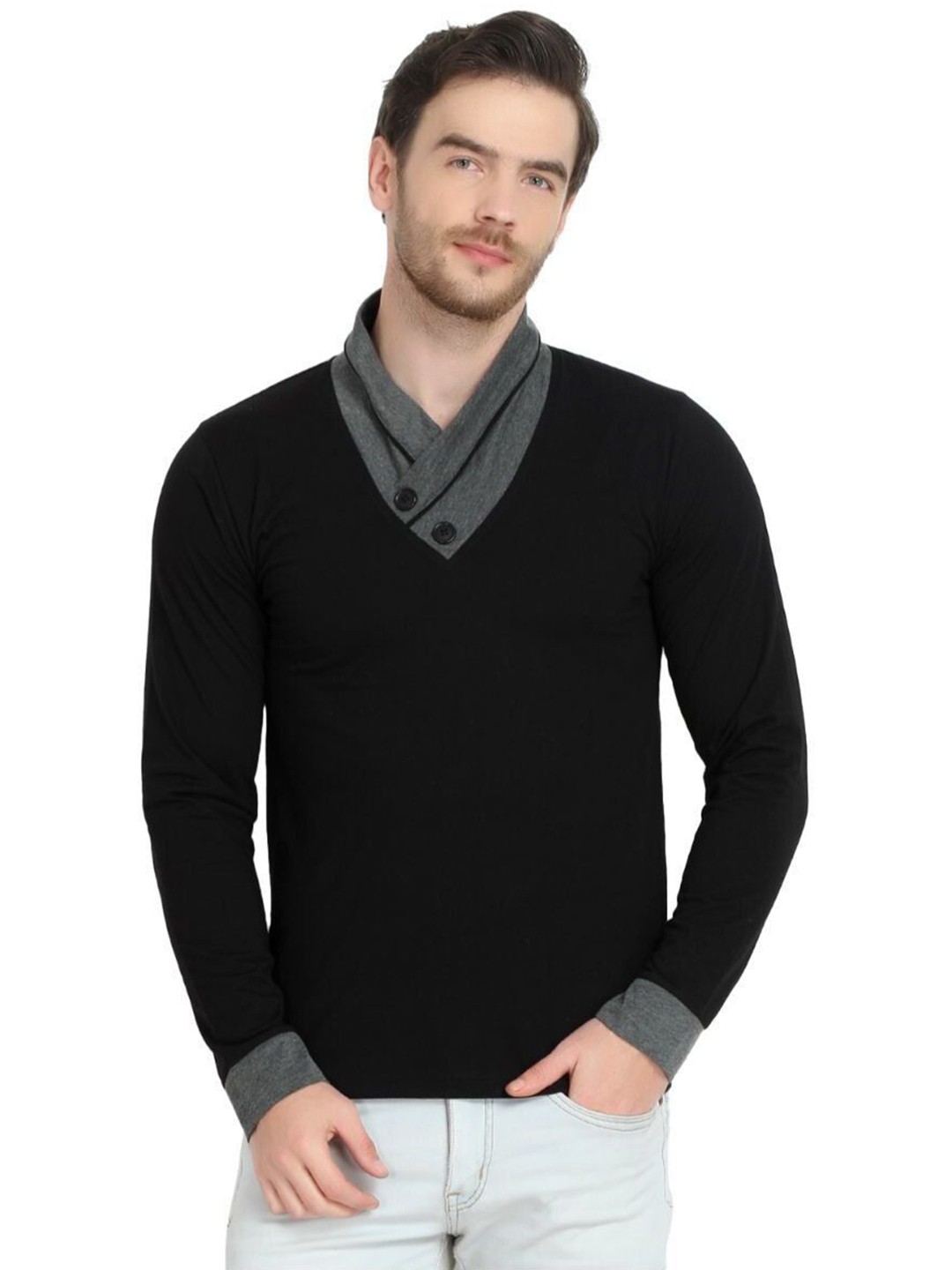 

Unicus Apparel Men V-Neck Pockets T-shirt, Black
