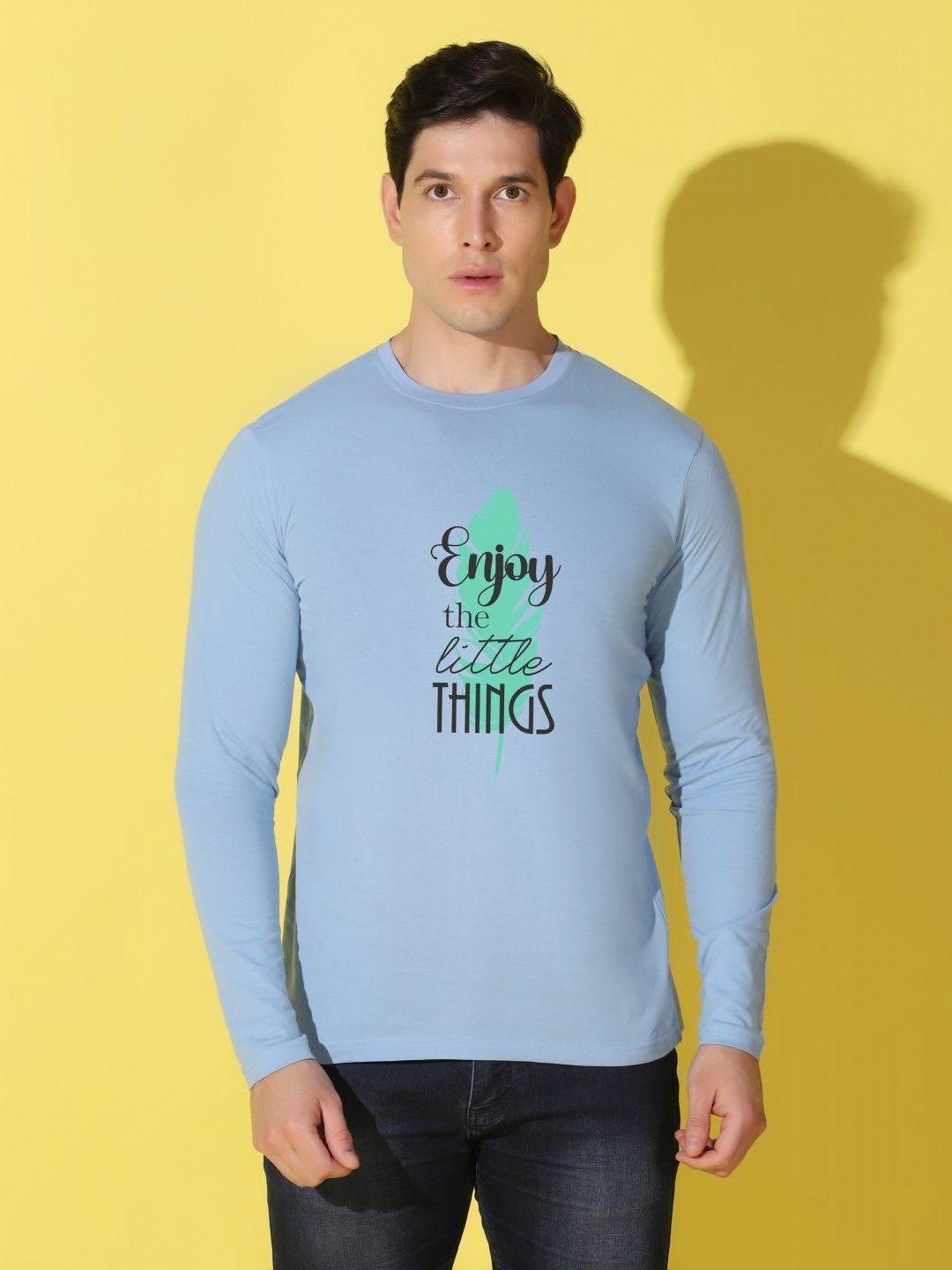 

WOOSTRO Men Typography Printed Slim Fit T-shirt, Blue