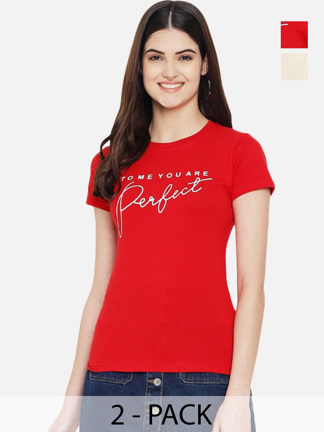 

Dreambe Women Typography Printed T-shirt, Multi
