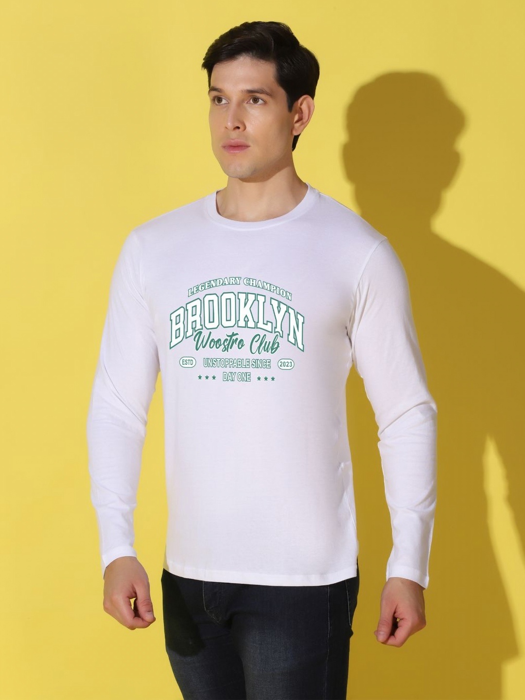 

WOOSTRO Men Typography Printed Slim Fit T-shirt, White