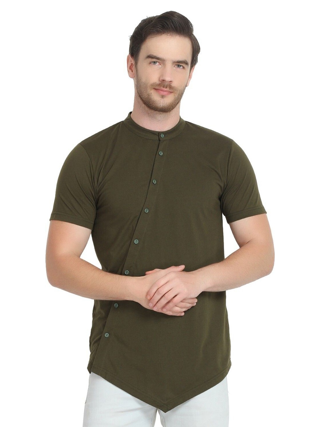 

Unicus Apparel Men Henley Neck Pockets T-shirt, Green