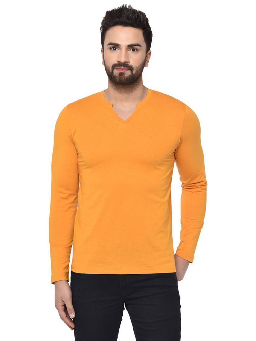 

Unicus Apparel Men V-Neck Pockets T-shirt, Yellow