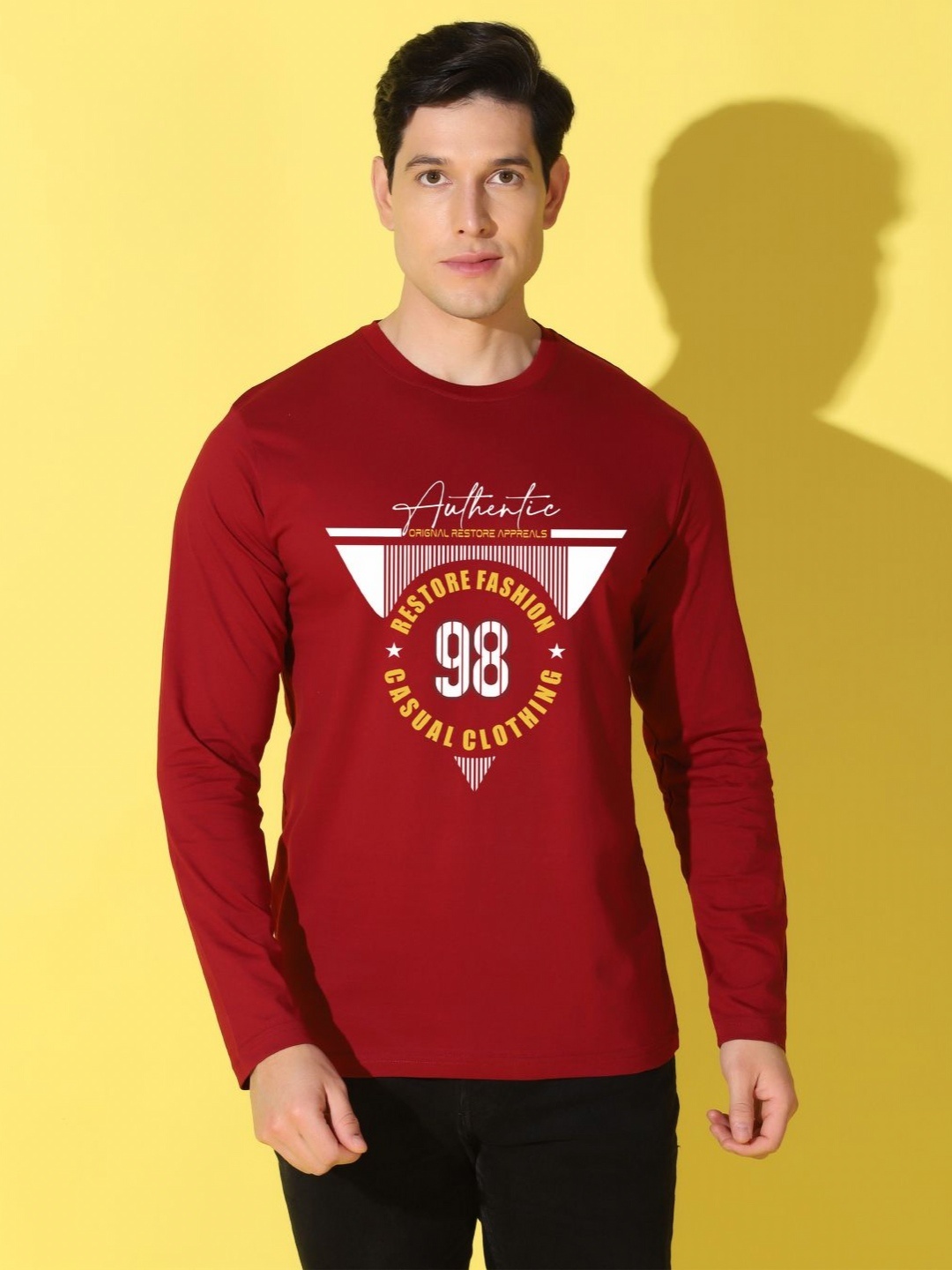 

WOOSTRO Men Typography Printed Slim Fit T-shirt, Maroon