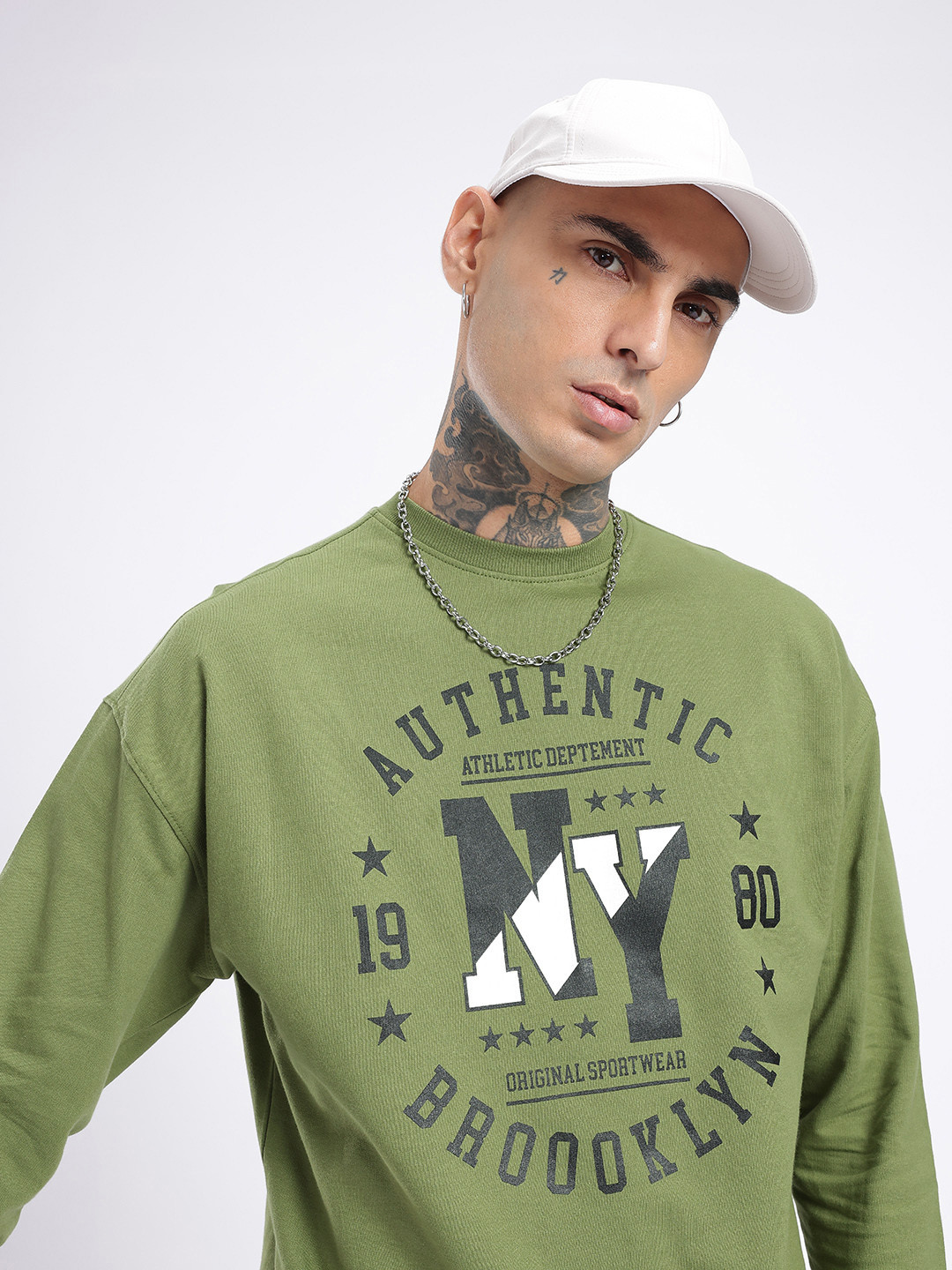 glitchez Printed Cotton Terry Oversized Sweatshirt