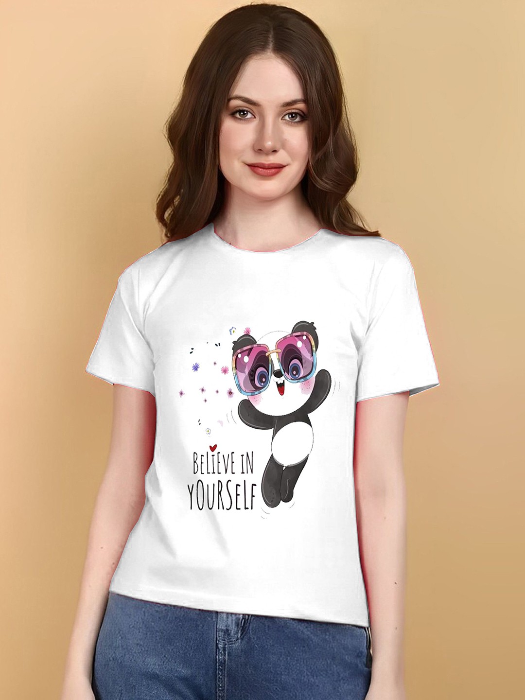 Kasendra Graphic Round Neck Printed Polyester T-shirt