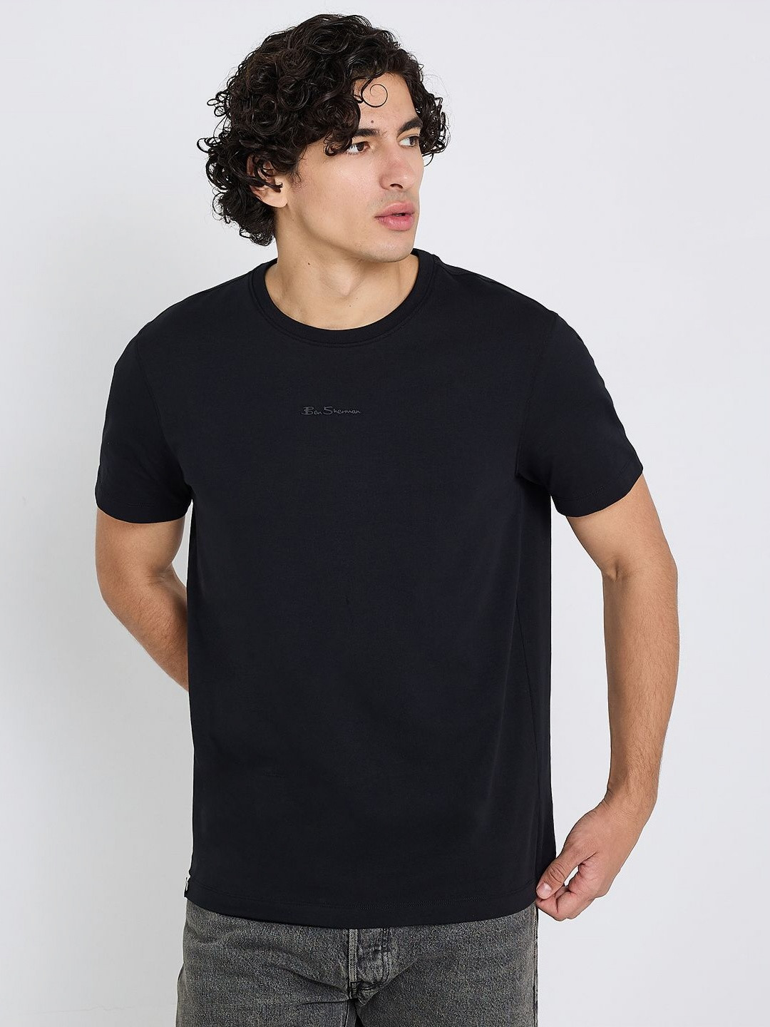 

BEN SHERMAN Cotton Short Sleeves Round Neck T-shirt, Black
